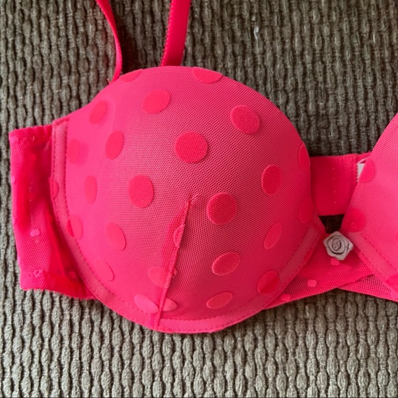 Anthropologie By Eloise Neon Pink Coral Mesh Swiss Dot Converible Strap Bra 34C - Picture 10 of 16